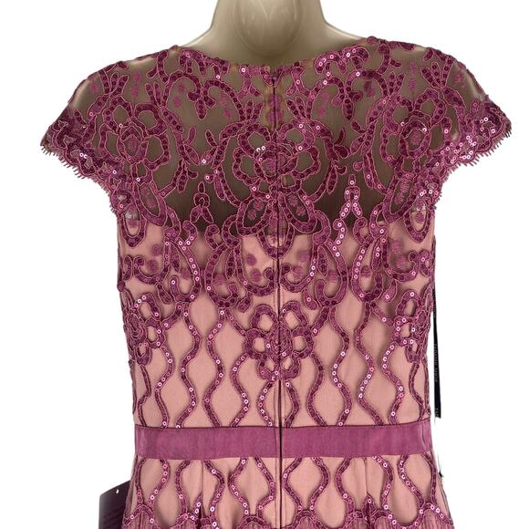 Tadashi Shoji Miranda Sequin Embroidered Cocktail Dress Mauve Size 4 - Picture 8 of 10